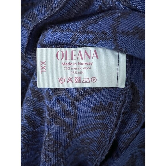 OLEANA Merino Wool Silk Road Floral Pattern Long Cardigan Size XXL Luxury Blue - Picture 8 of 10